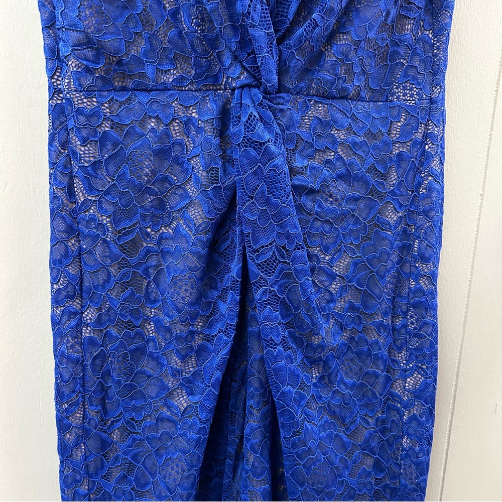 Dress the Population Kendra Lace Dress Women’s Large Midi Blue - Picture 11 of 12